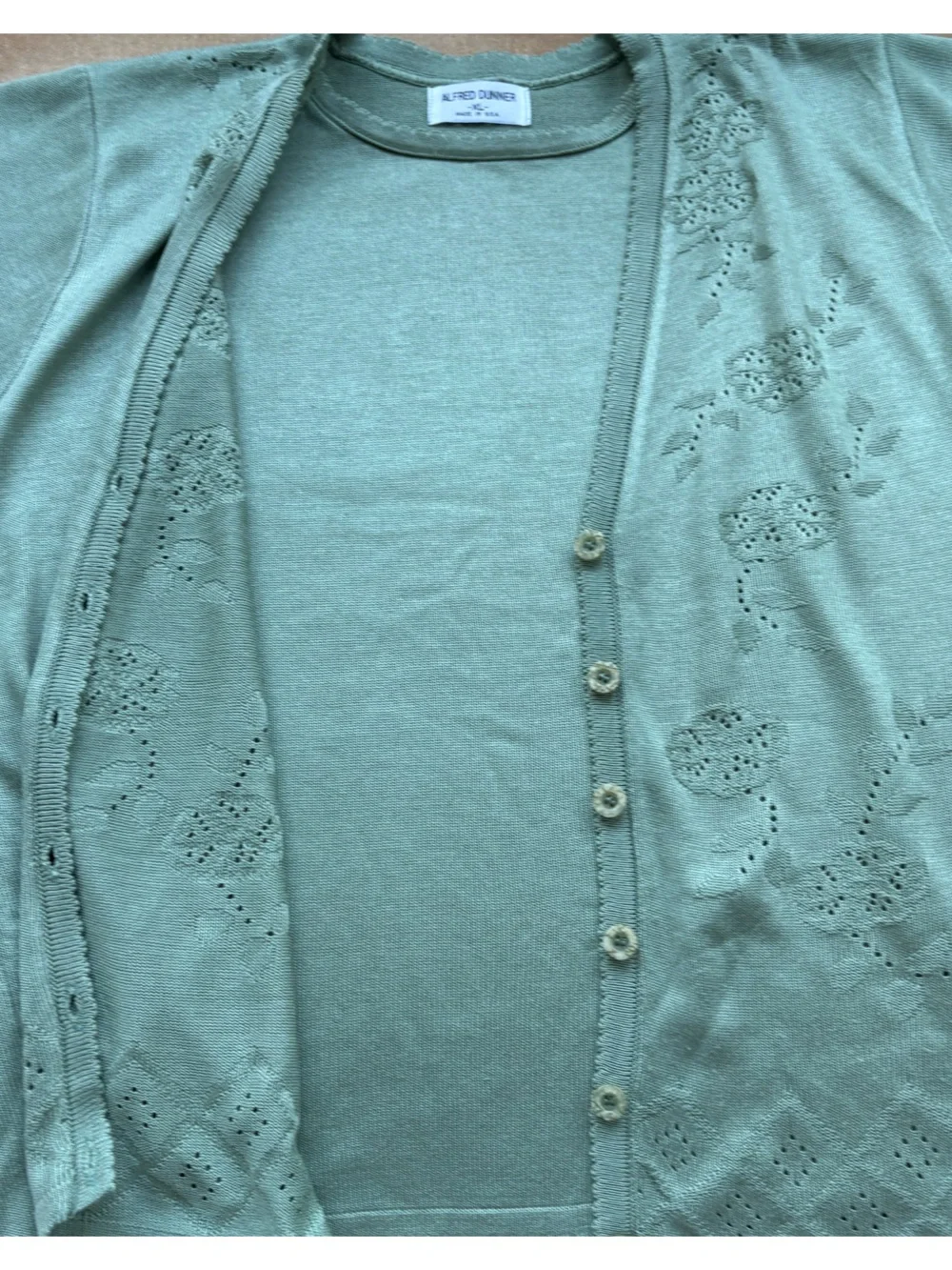 Alfred Dunner Sage Green Knit Short Sleeve Top - SIZE XL - MADE IN USA - Picture 12 of 15